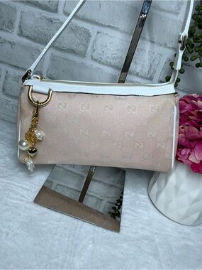 Gucci Pink Shoulder Bag with White Trim